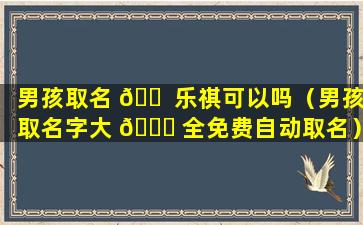 男孩取名 🐠 乐祺可以吗（男孩取名字大 🐋 全免费自动取名）